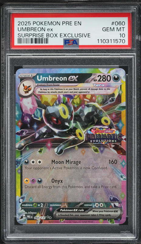 2025 Pokemon SV Prismatic Evolutions Surprise Box Umbreon ex #60 PSA 10 GEM MINT