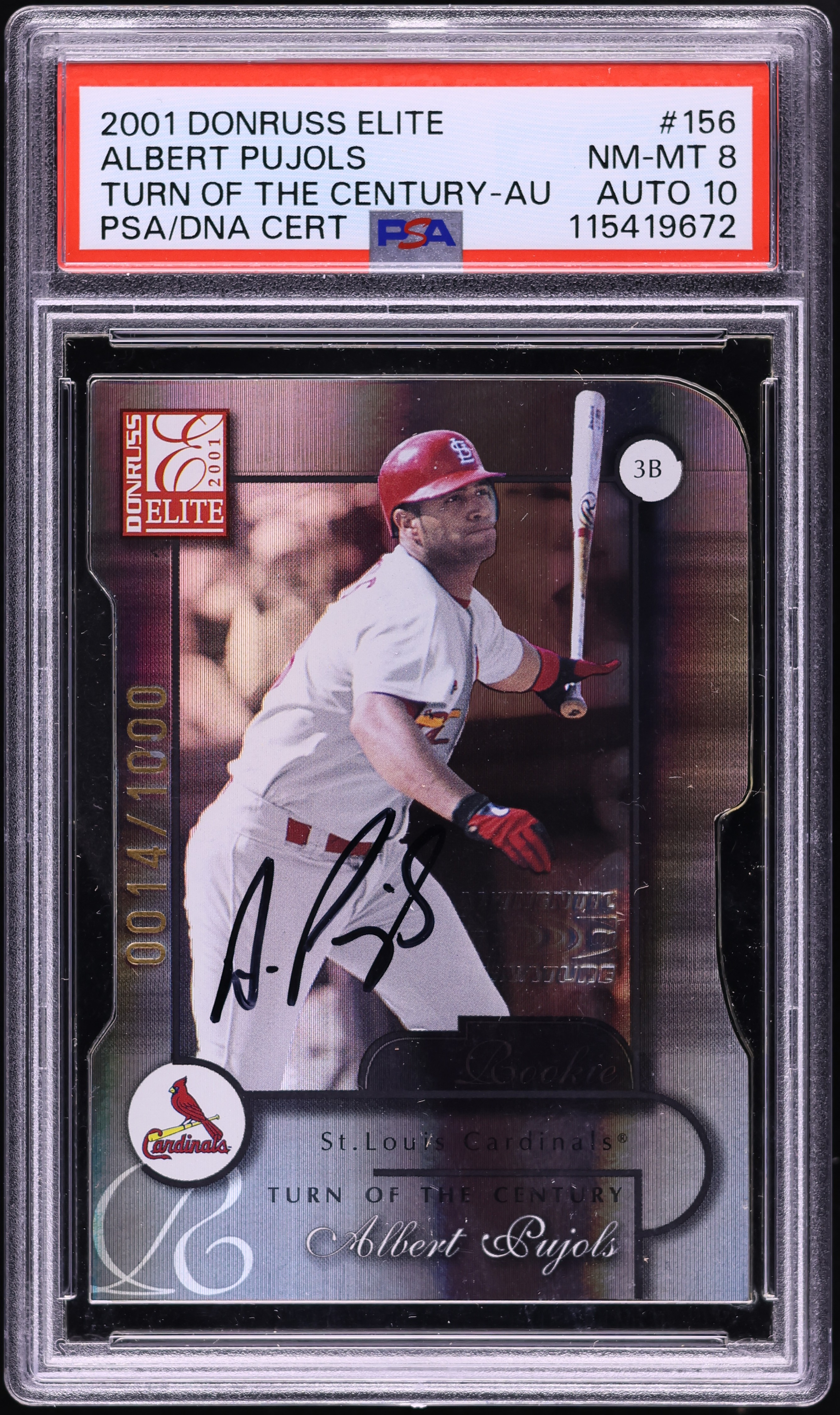 2001 Donruss Elite Turn Of The Century Albert Pujols RC AUTO