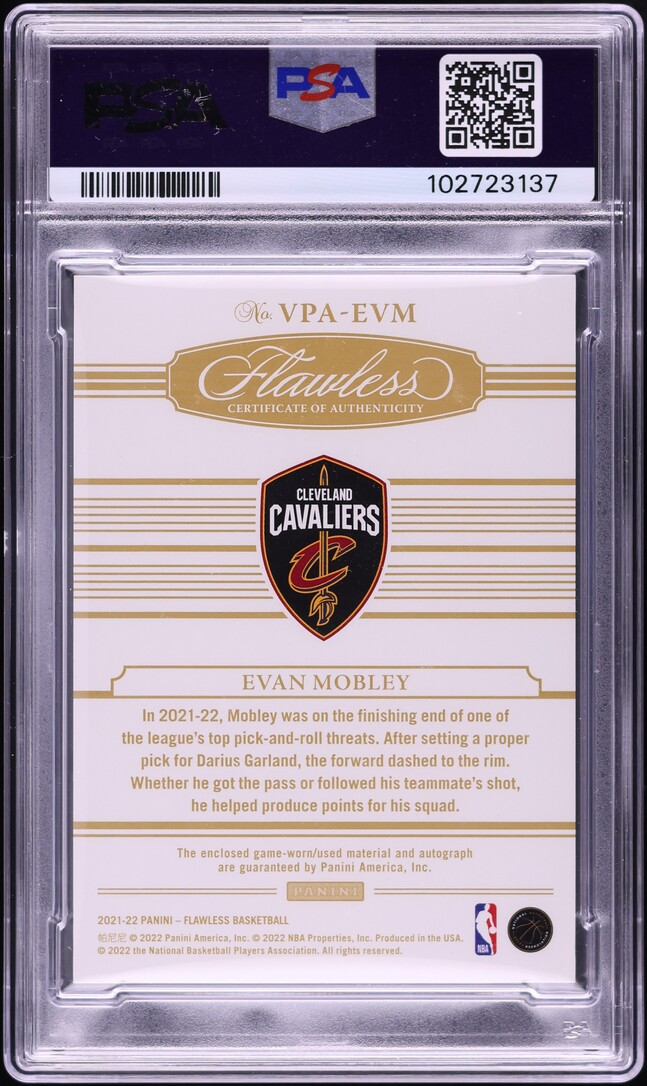 2021 Panini Flawless Vertical Ruby Evan Mobley RC PATCH AUTO DNA