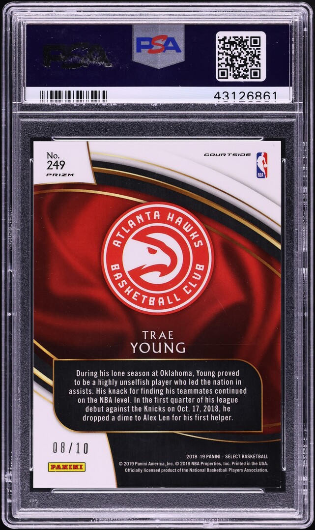 2018 Select Gold Prizm Trae Young ROOKIE /10 #249 PSA 10 GEM MINT