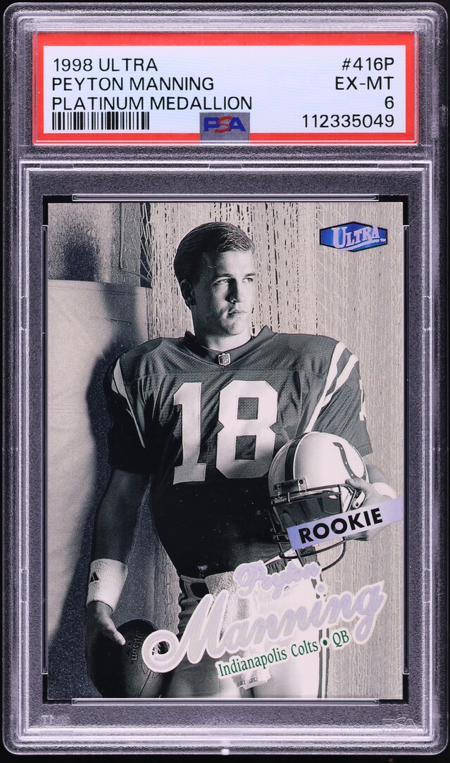 1998 Ultra Platinum Medallion Peyton Manning ROOKIE /66 #416P PSA 6 EXMT