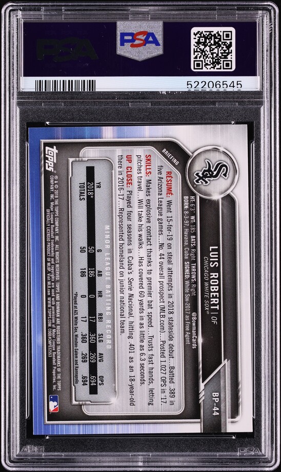 2019 Bowman Paper Luis Robert PROSPECT #BP-44 PSA 10 GEM MINT