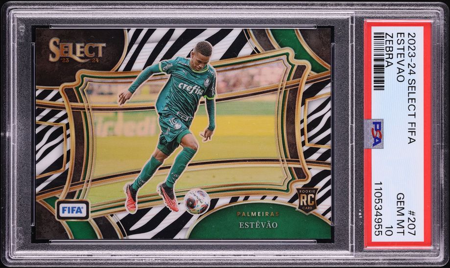 Zebra Select Rookie 2023 Select FIFA Field Level Zebra Estevao ROOKIE /25 #207 PSA 10 GEM ...
