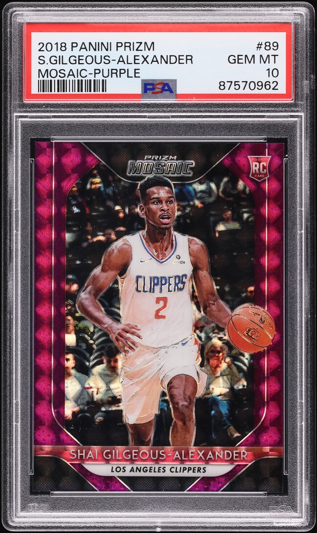 2018 Panini Mosaic Purple Prizm Shai Gilgeous-Alexander ROOKIE /49 PSA 10 GEM