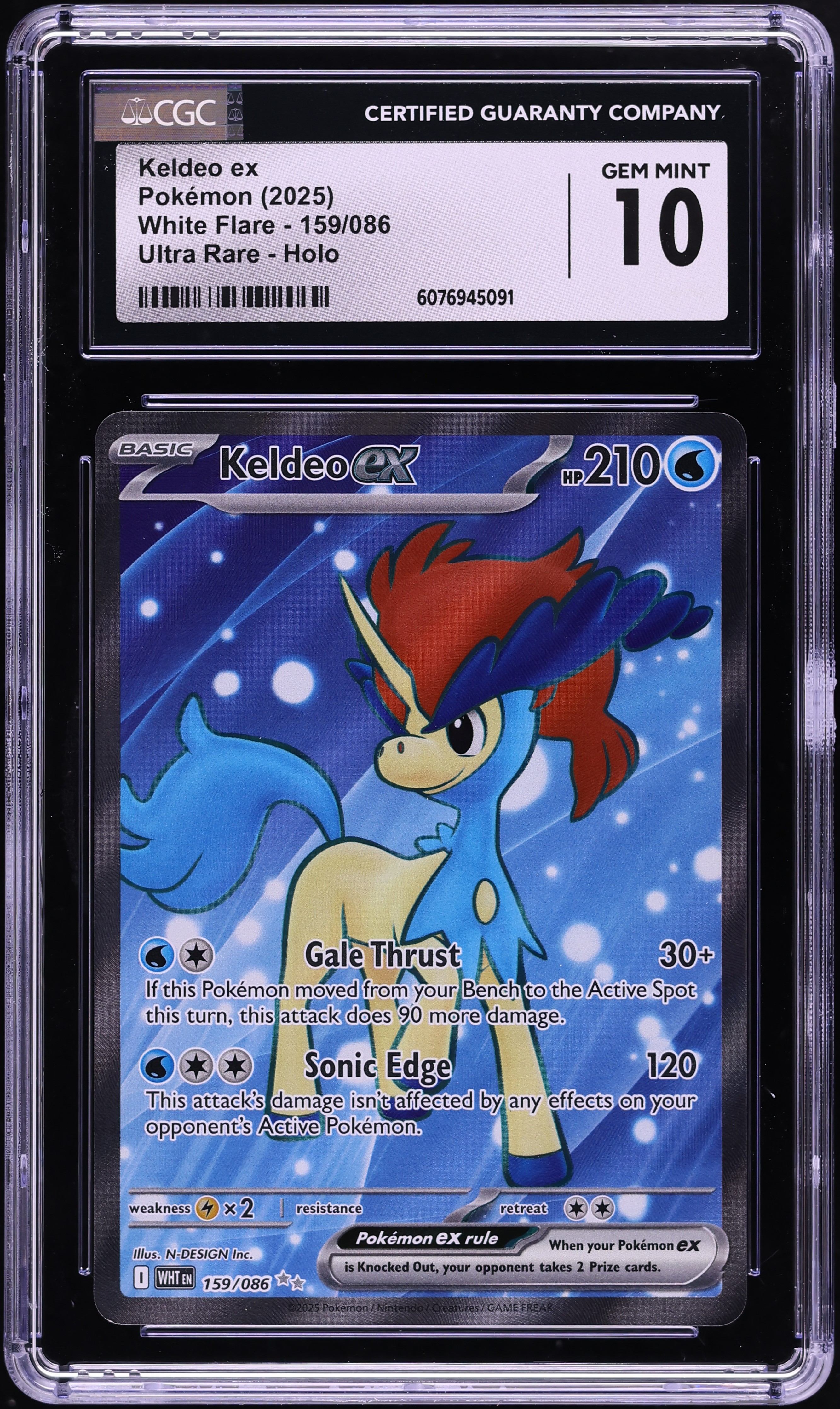 2025 Pokemon SV White Flare Full Art Keldeo ex #159 CGC 10 GEM