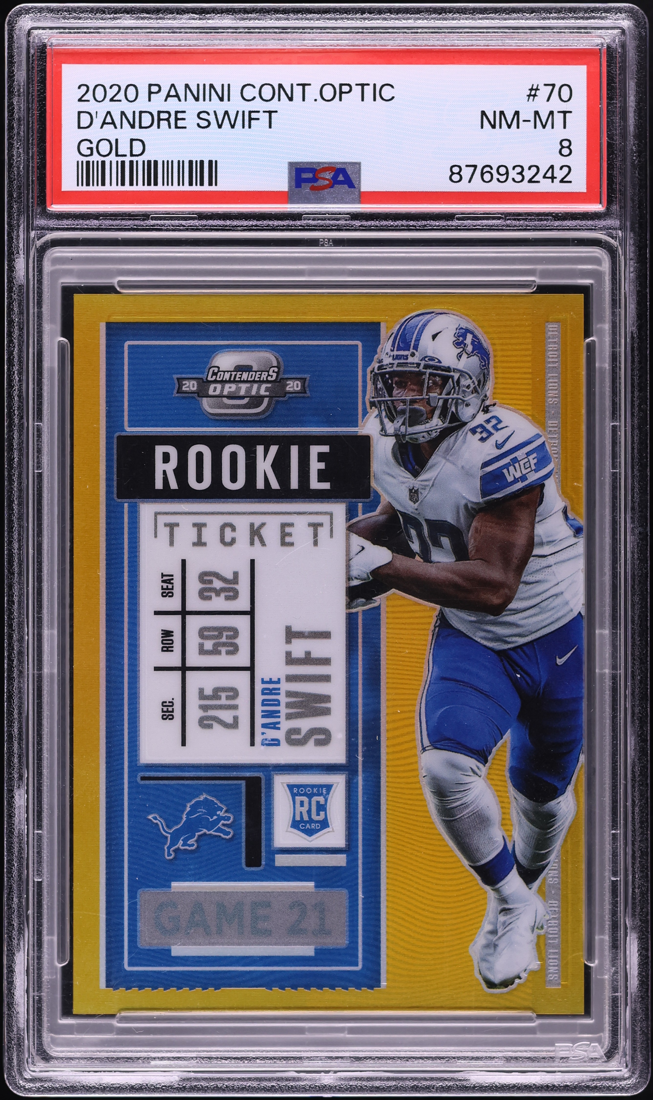2020 Panini Contenders Optic Gold D'Andre Swift ROOKIE /10 #70 PSA