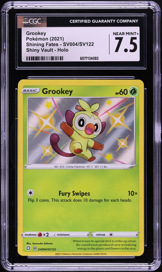 2021 Pokemon SWSH Shining Fates Shiny Vault Holo Shiny Grookey #SV004 CGC 7.5 2021 Pokemon SWSH Shining Fates Shiny Vault Holo Shiny Grookey #SV004 CGC 7.5