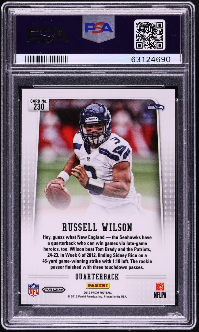 2012 Panini Prizm Towel Down Silver Russell Wilson ROOKIE #230 PSA 10 GEM MINT