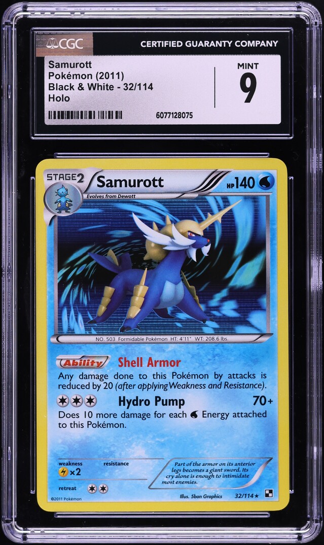 2011 Pokemon Black & White Holo Samurott #32 CGC 9 MINT
