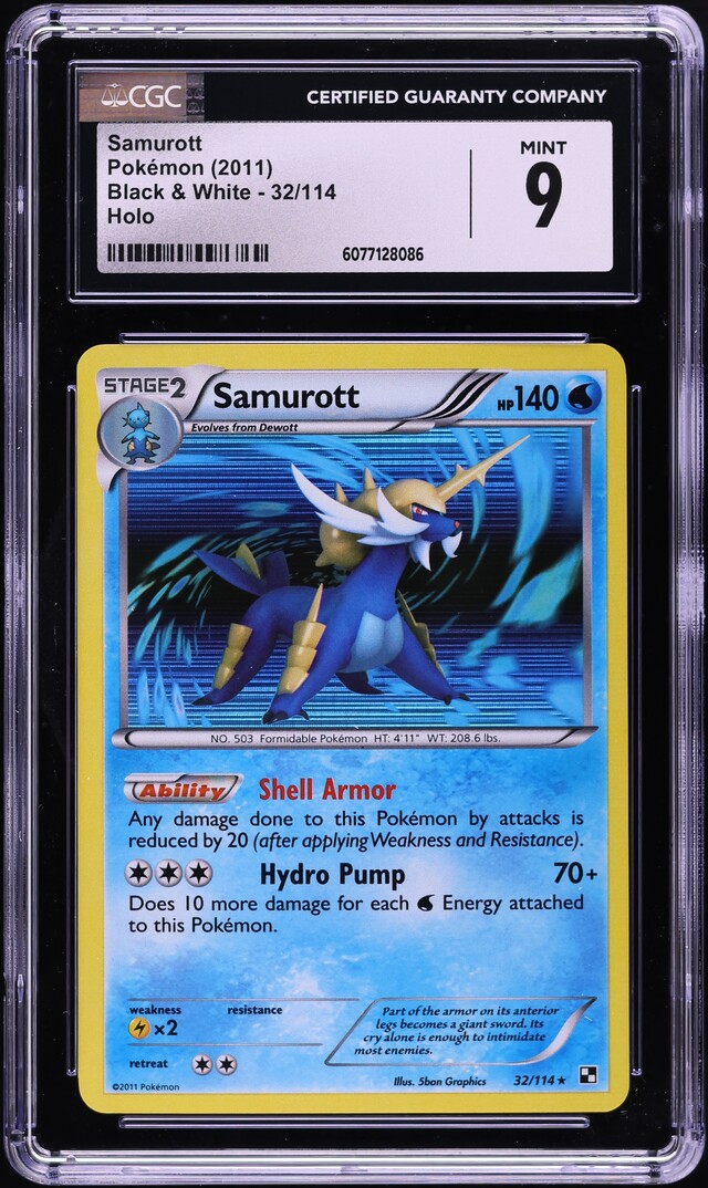 2011 Pokemon Black & White Holo Samurott #32 CGC 9 MINT