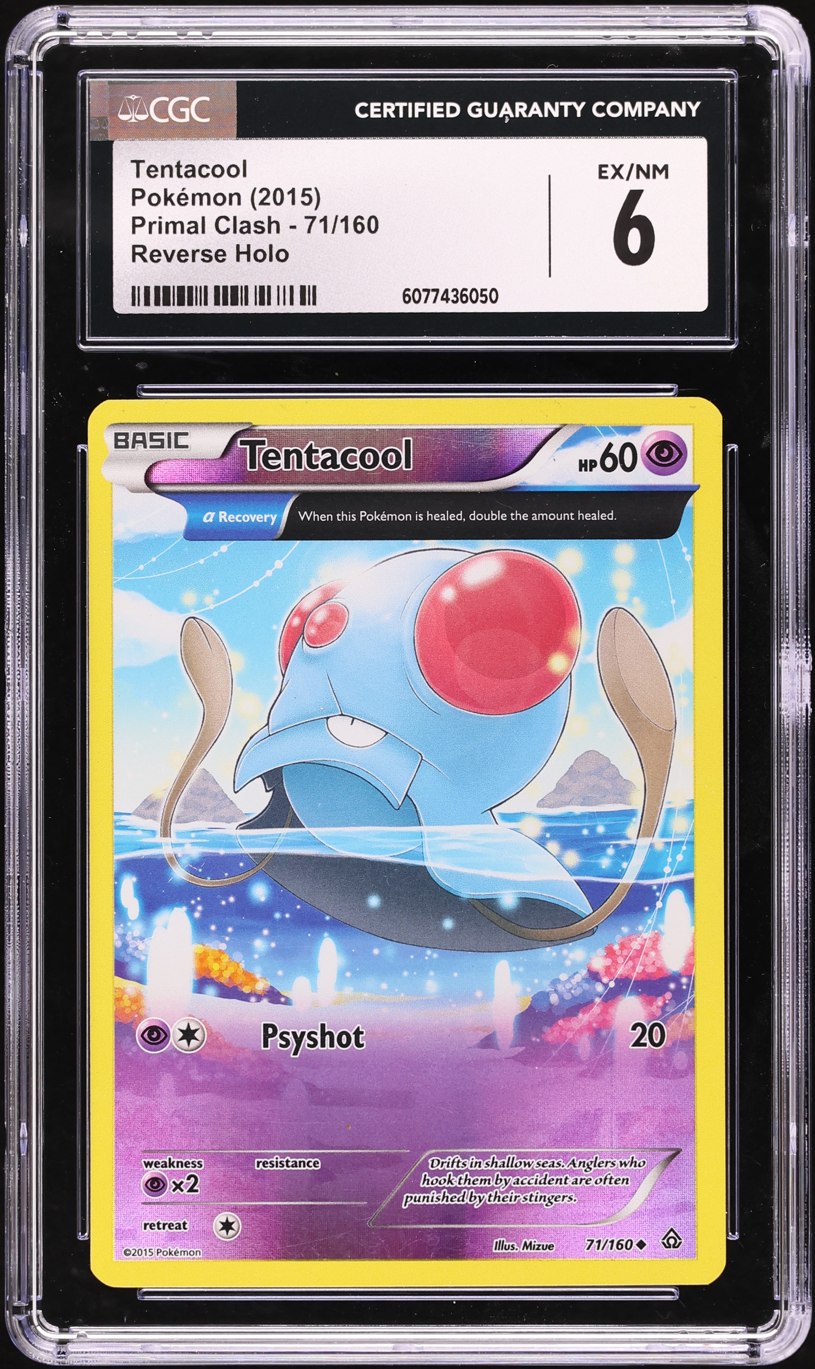 2015 Pokemon XY Primal Clash Reverse Holo Tentacool #71 CGC 6 EXMT