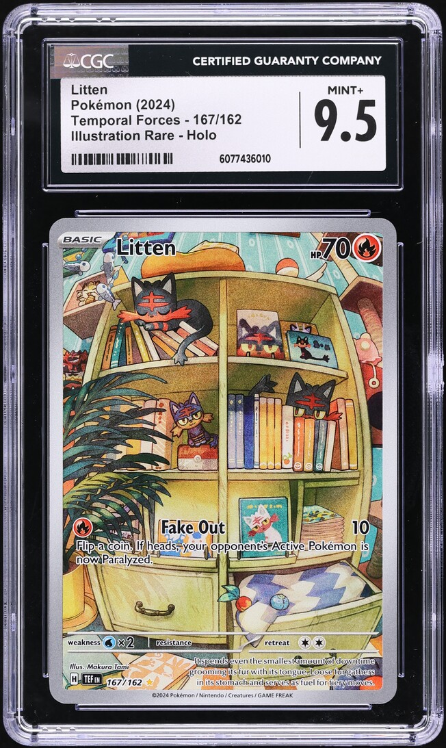 2024 Pokemon Scarlet & Violet Temporal Forces IR Litten #167 CGC 9.5 MINT+