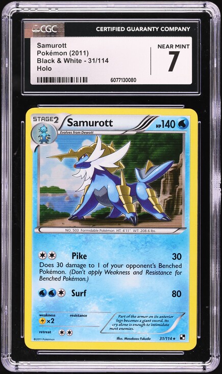 2011 Pokemon Black & White Holo Samurott #31 CGC 7 NRMT