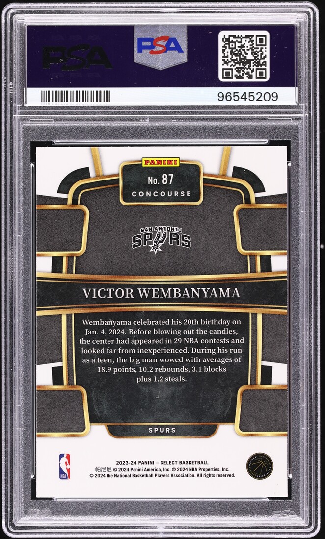 2023 Select Concourse Blue Victor Wembanyama ROOKIE #87 PSA 10 GEM MINT