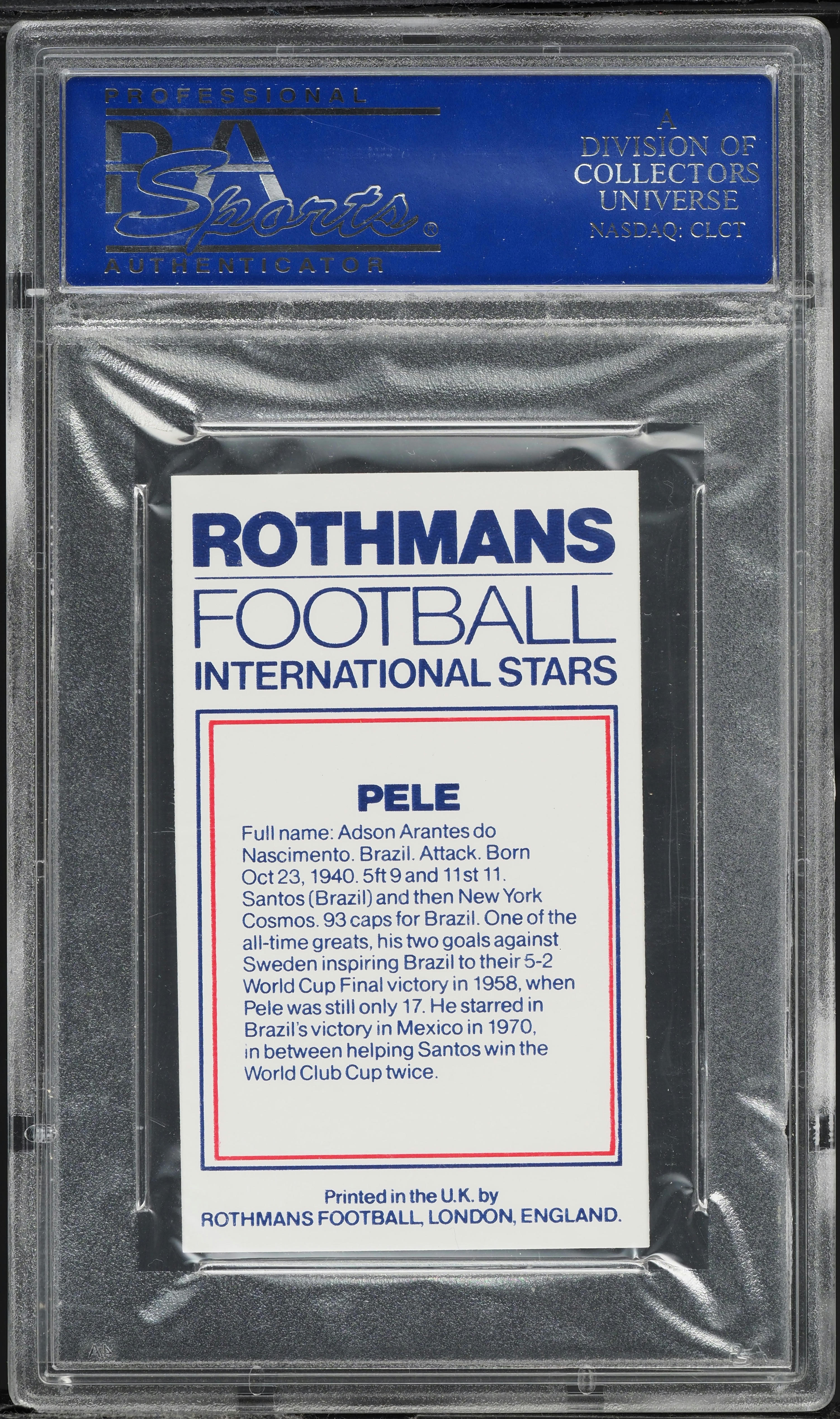 1984 Rothmans Football International Stars Pele PSA 10 GEM MINT on