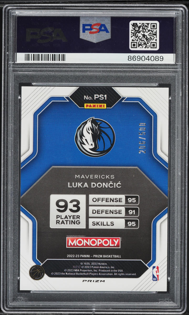 2022 Panini Prizm Monopoly As Gold Money Shimmer Luka Doncic /500 #PS1 PSA 9