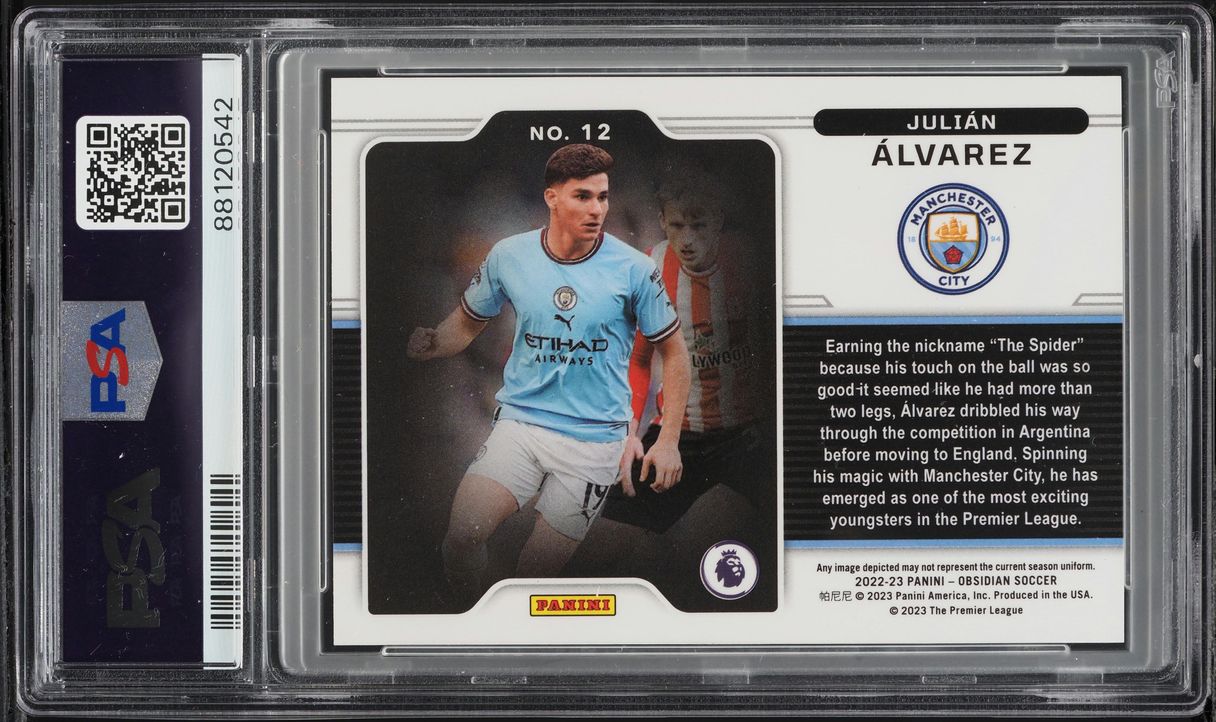 2022 Panini Obsidian Black Colorblast Julian Alvarez ROOKIE #12