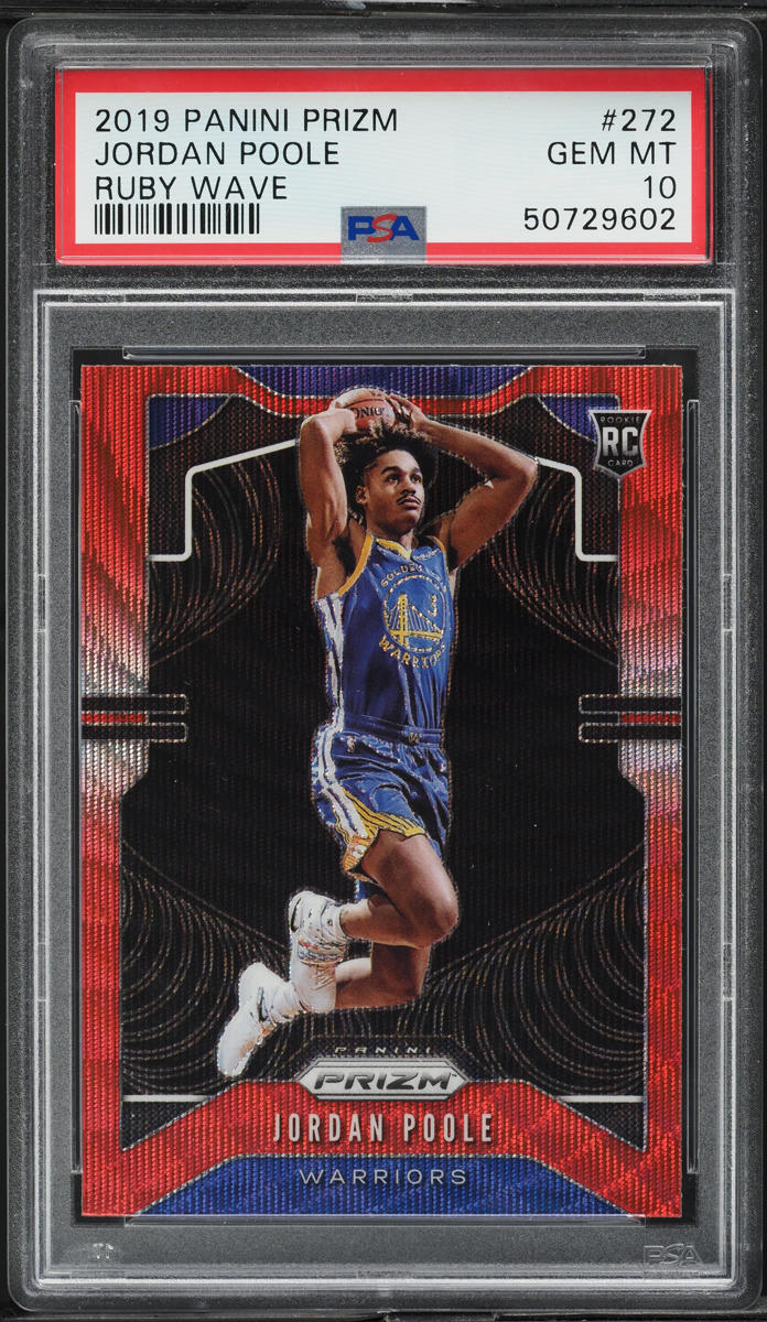 2019 Panini Prizm Ruby Wave Jordan Poole ROOKIE #272 PSA 10 GEM MINT