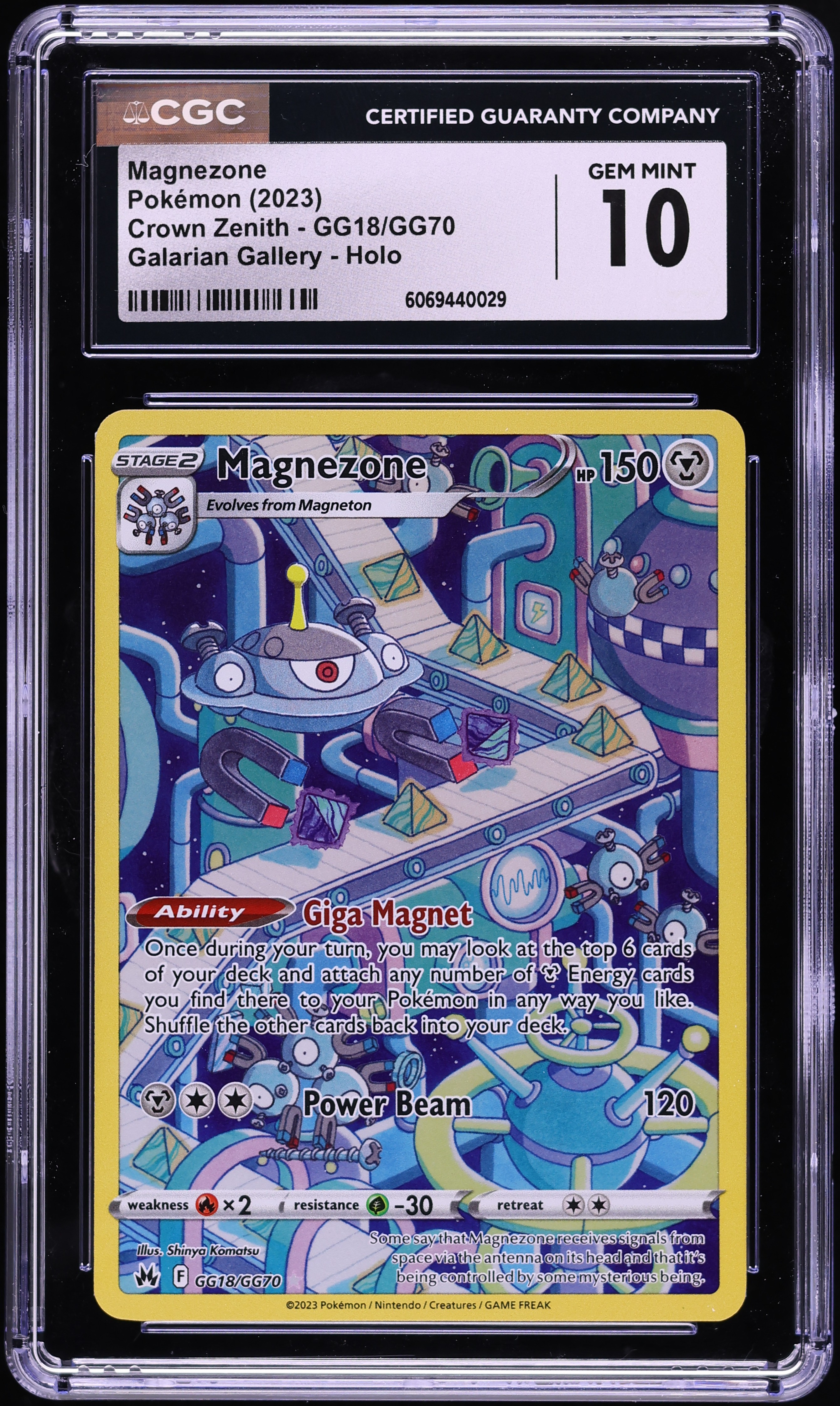 2023 Pokemon SWSH Crown Zenith Full Art Magnezone #GG18 CGC 10 GEM