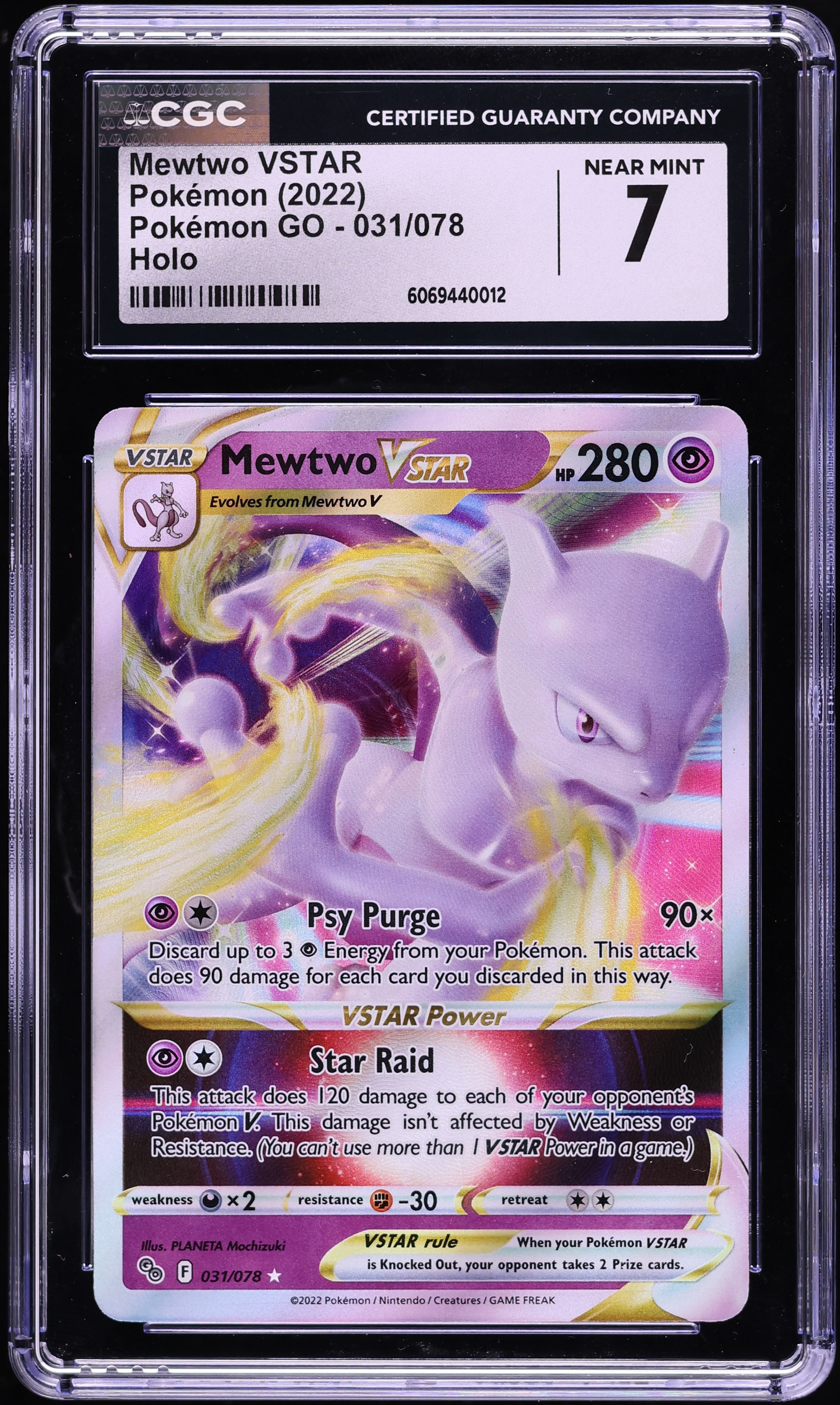 mewtwo vstar 031/078 - pokemon go - ultra rare card A) MISCUT Colorless Psy Purge (90) Discard up to 3 Psychic Energy from your Pokmon how much is a mewtwo