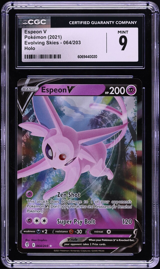 2021 Pokemon Sword & Shield Evolving Skies Espeon V #64 CGC 9 MINT on  Fanatics Collect