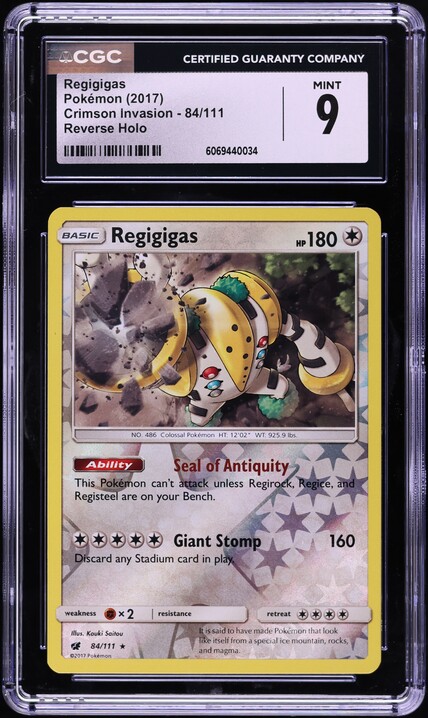 2017 Pokemon XY Crimson Invasion Reverse Holo Regigigas #84 CGC 9 MINT