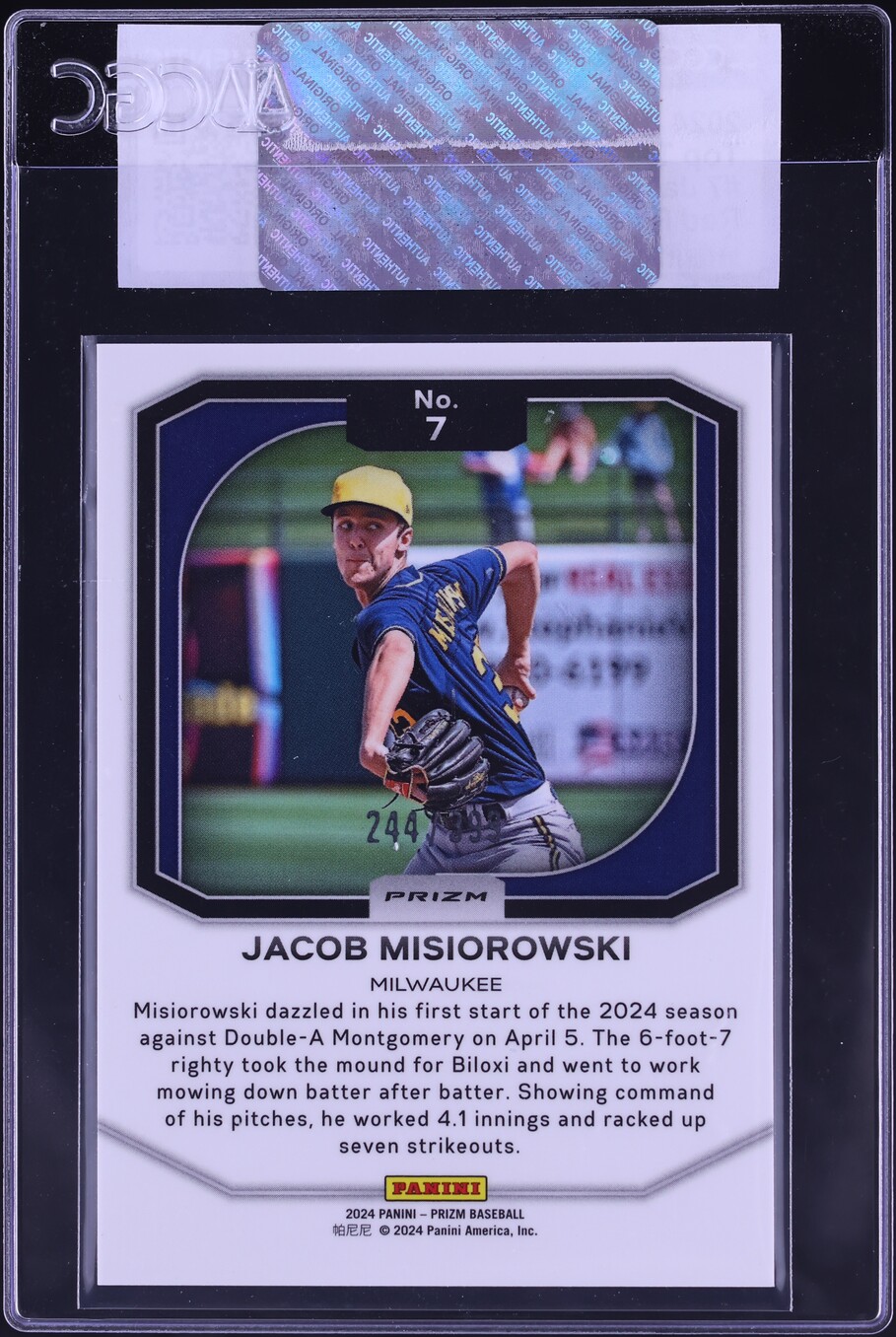 2024 Panini Prizm Top Tier Red Pulsar Jacob Misiorowski /399 #7 CGC AUTH
