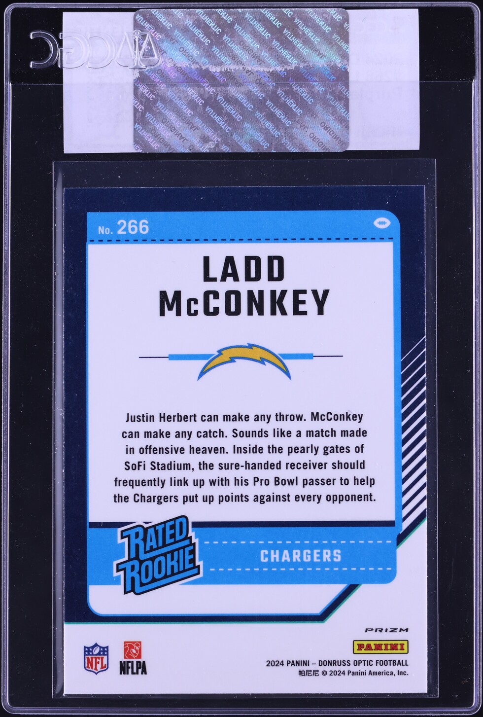 2024 Donruss Optic Purple Shock Ladd McConkey ROOKIE #266 CGC AUTH