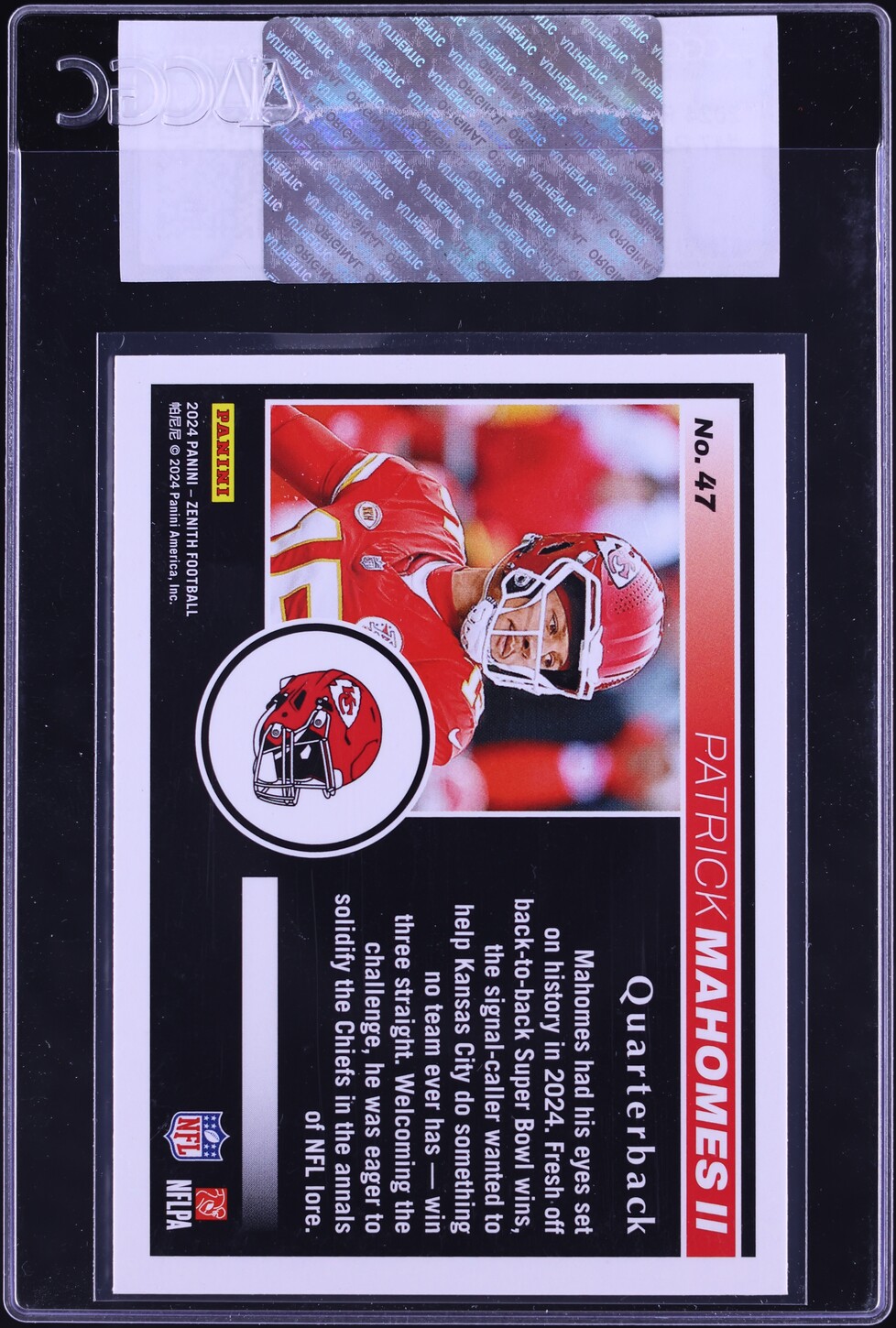2024 Panini Zenith Patrick Mahomes II #47 CGC AUTH