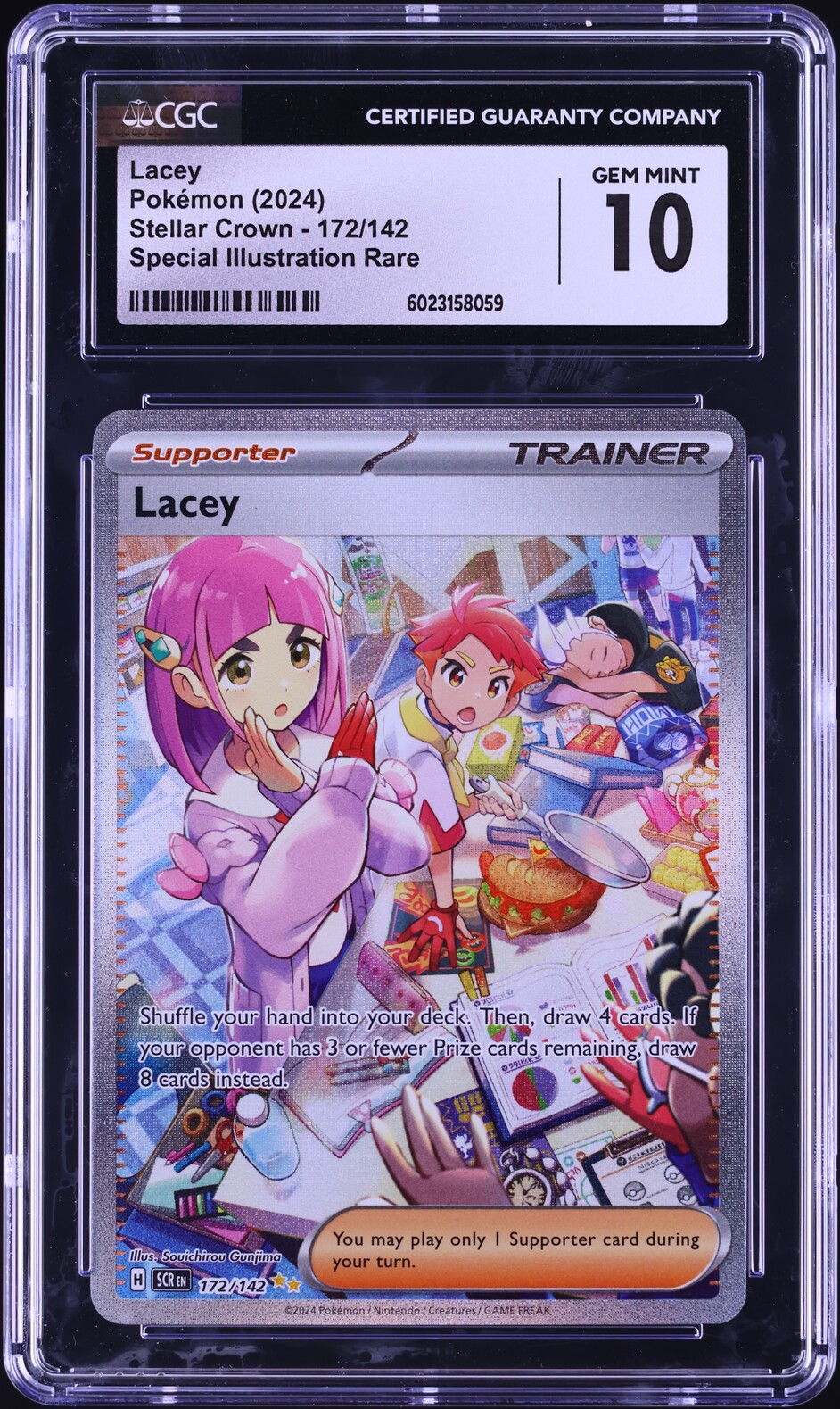2024 Pokemon Scarlet & Violet Stellar Crown SIR Lacey #172 CGC 10 GEM MINT