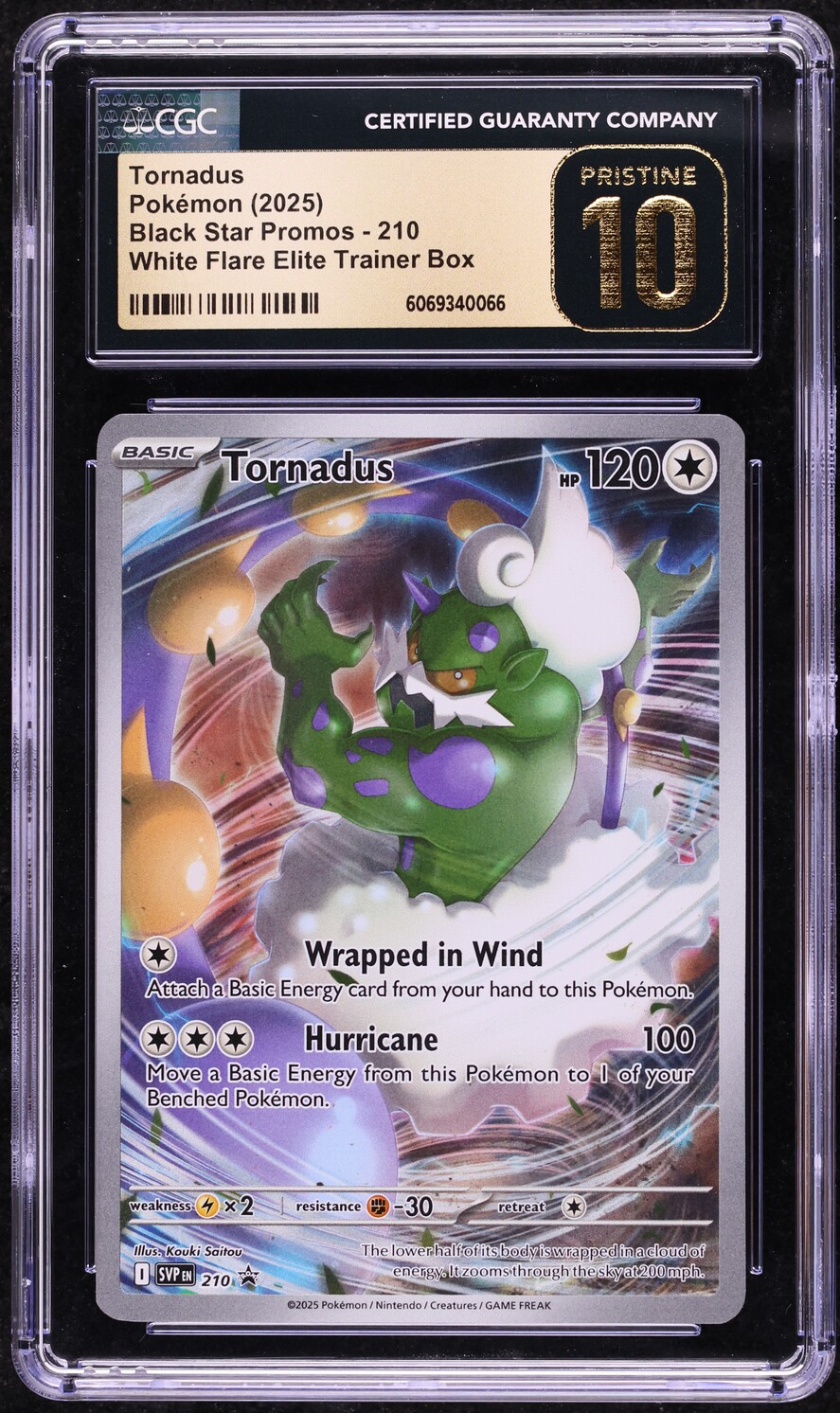 2025 Pokemon SV Black Star Promo White Flare ETB Tornadus #210 CGC 10 PRISTINE