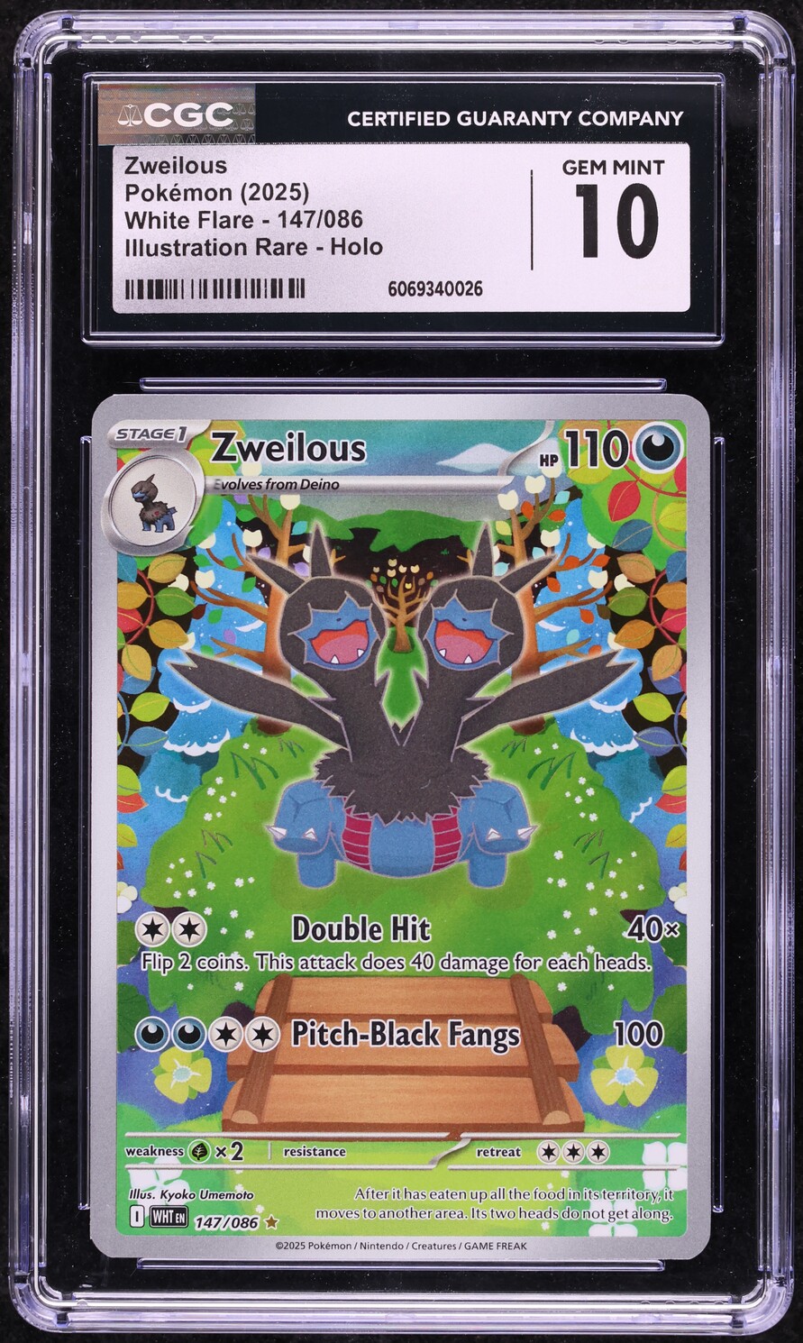 2025 Pokemon Scarlet & Violet White Flare IR Zweilous #147 CGC 10 GEM MINT