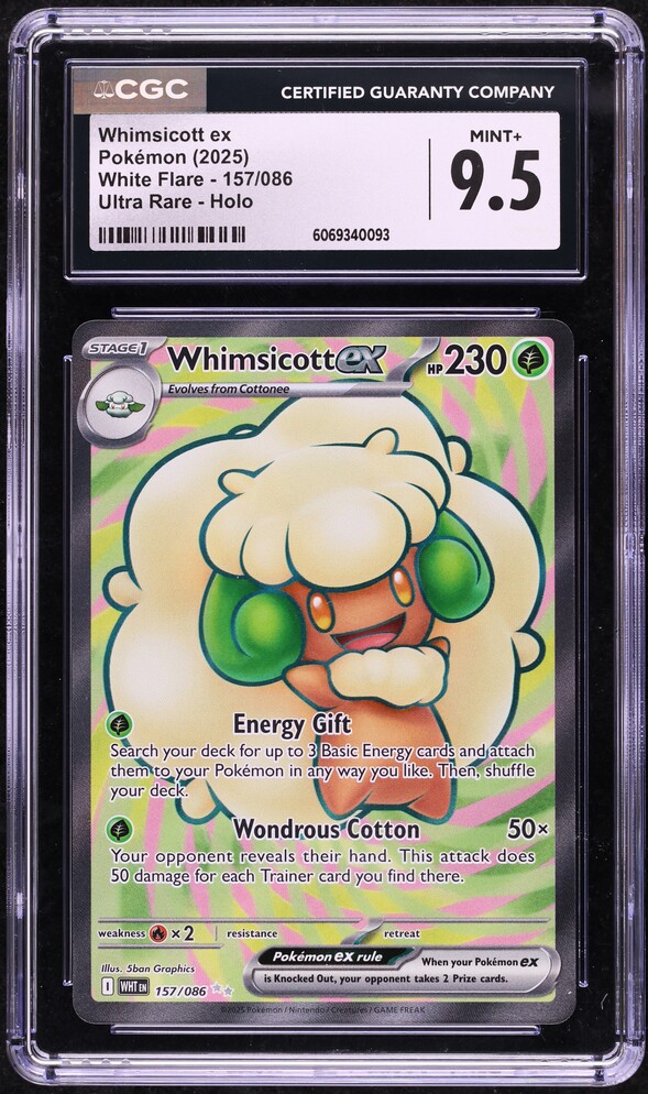 2025 Pokemon SV White Flare Full Art Whimsicott ex #157 CGC 9.5 MINT+ on Fanatics Collect 2025 Pokemon SV White Flare Full Art Whimsicott ex #157 CGC 9.5 MINT+ on Fanatics Collect