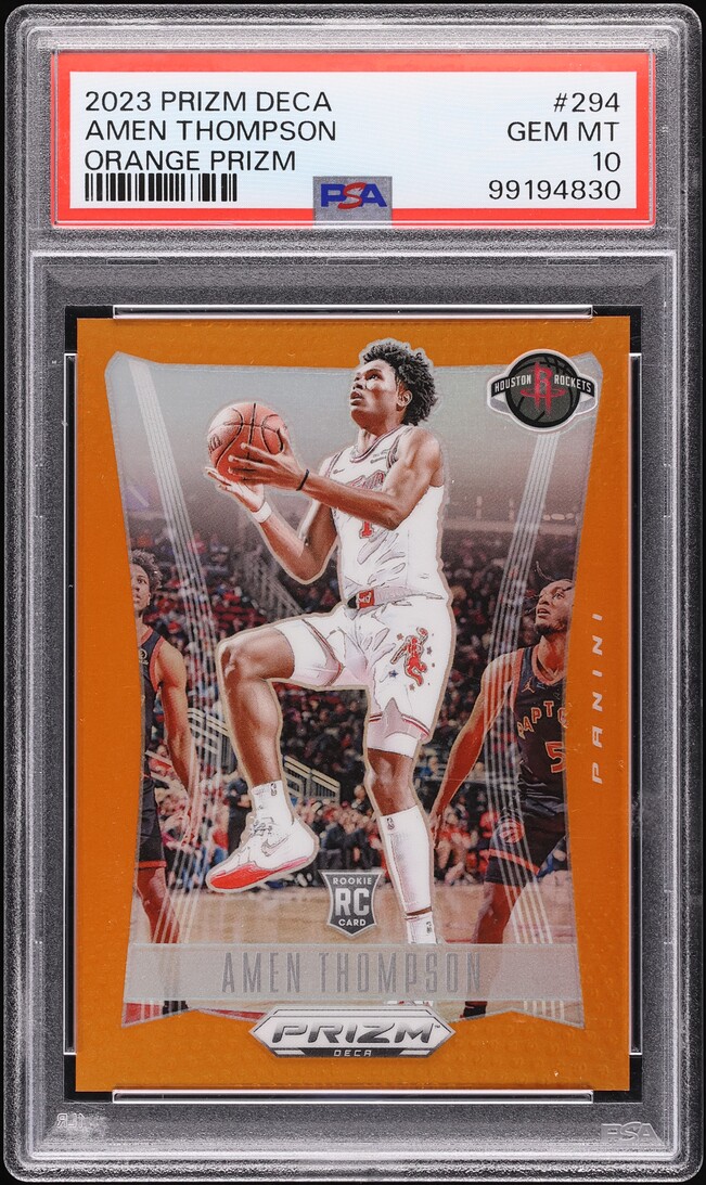 2023 Panini Prizm Deca Orange Amen Thompson ROOKIE /49 #294 PSA 10 GEM MINT