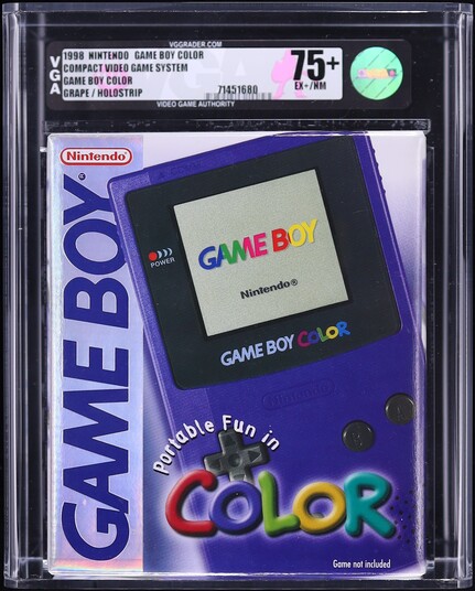 1998 Nintendo Gameboy Color Grape Holostrip Compact Video Game System VGA 75+