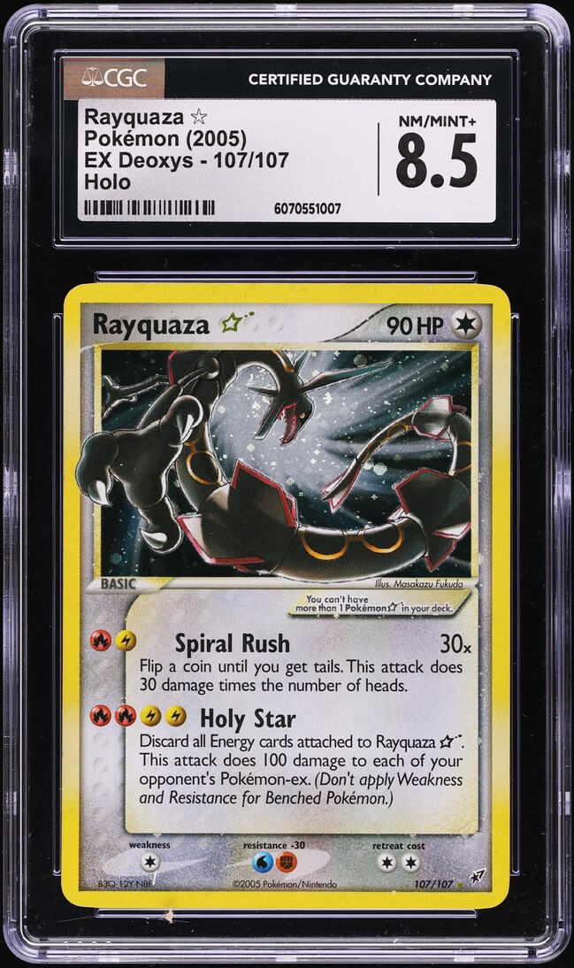 2005 Pokemon EX Deoxys Holo Rayquaza Gold Star #107 CGC 8.5 NM-MT+