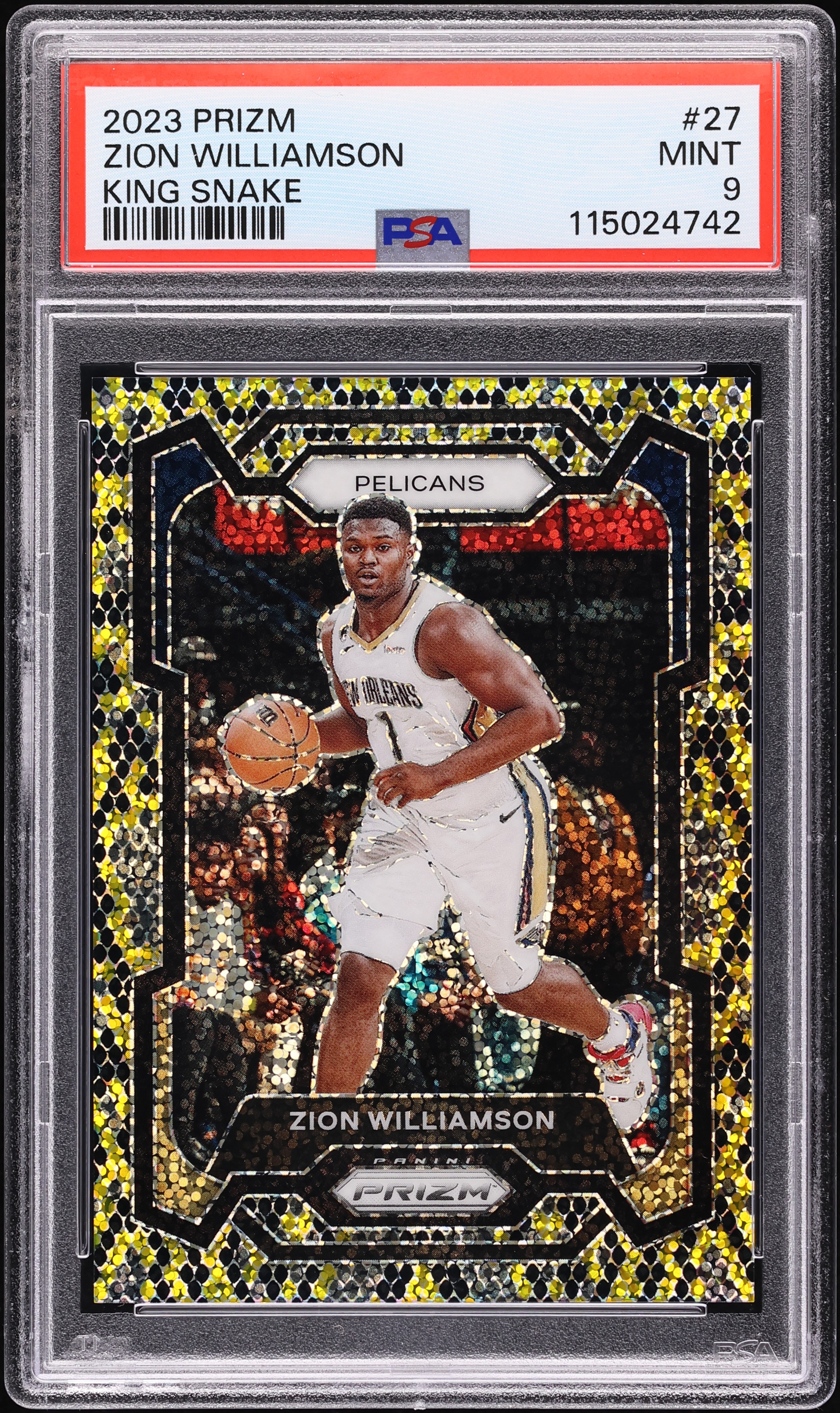 2023 Panini Prizm King Snake Zion Williamson #27 PSA 9 MINT on