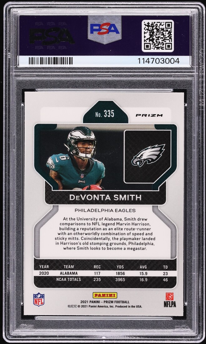 2021 Panini Prizm Disco DeVonta Smith ROOKIE #335 PSA 9 MINT