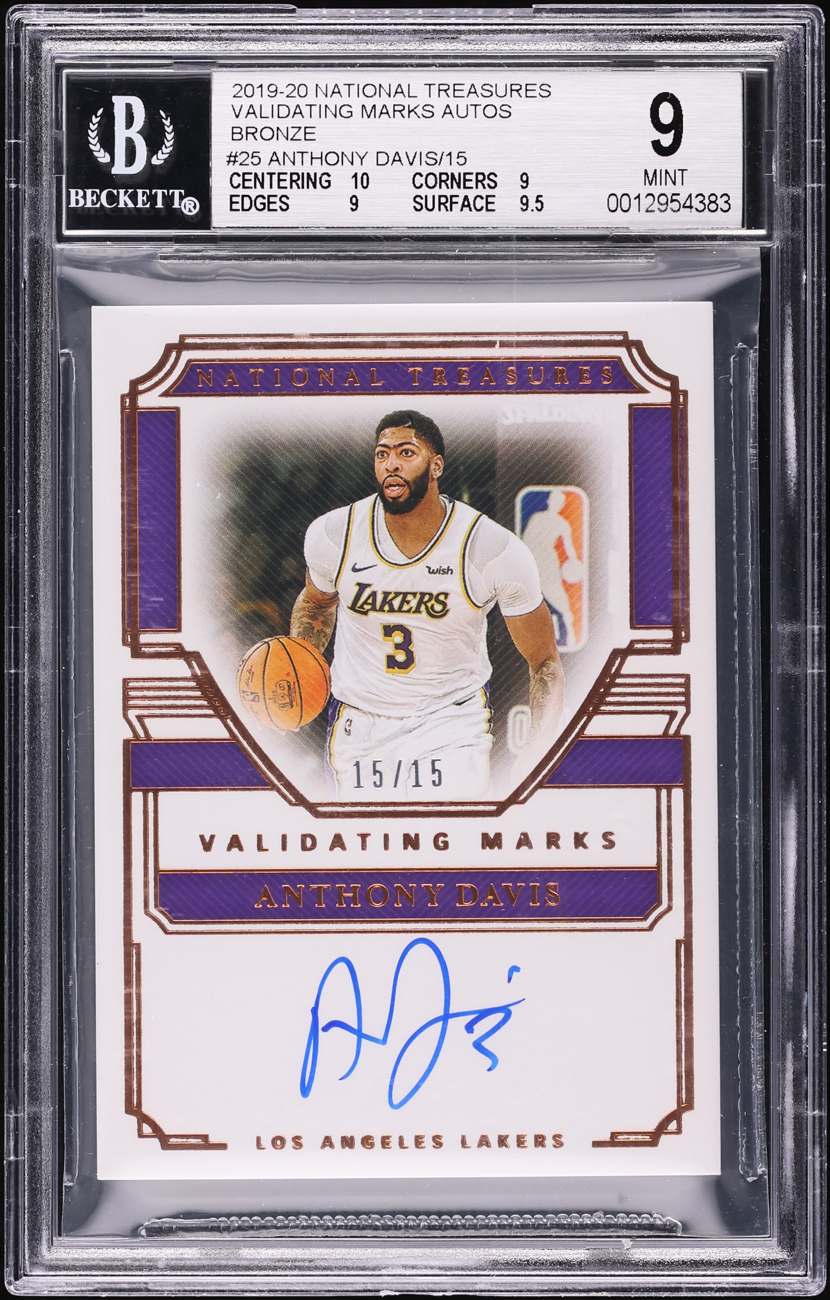 2019 National Treasures Validating Marks Bronze Anthony Davis AUTO