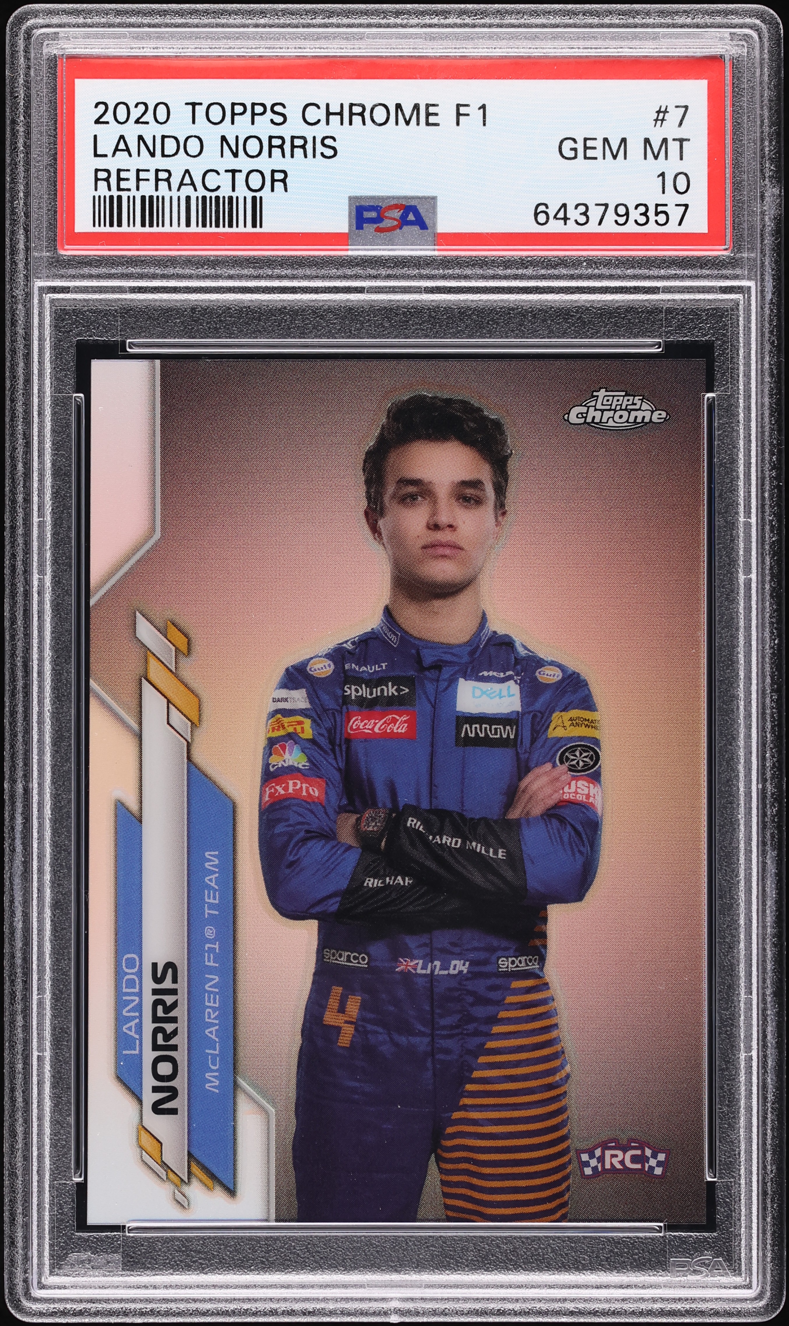 2020 Topps Chrome Formula 1 Refractor Lando Norris ROOKIE #7 PSA