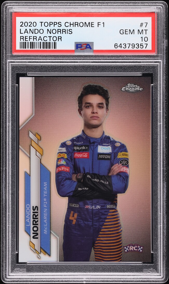 2020 Topps Chrome Formula 1 Refractor Lando Norris ROOKIE #7 PSA