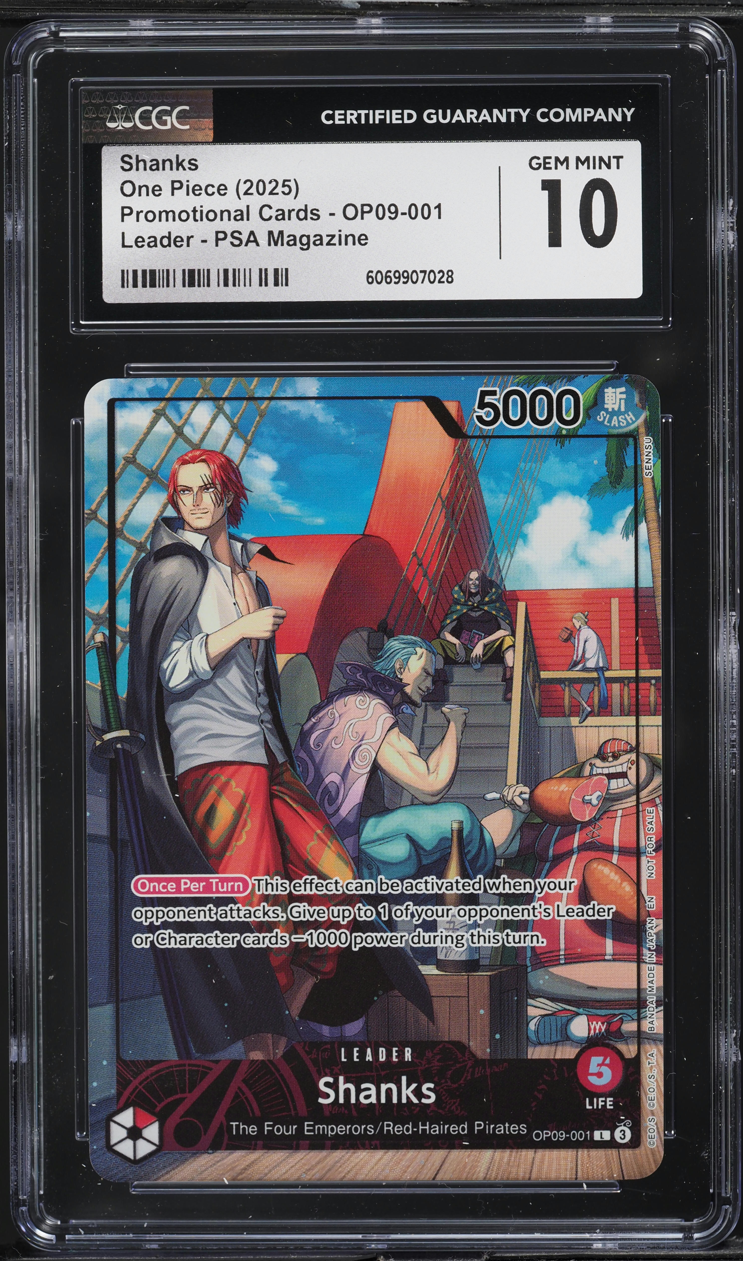 2025 One Piece Promo PSA Magazine Shanks #OP09-001 CGC 10 GEM MINT