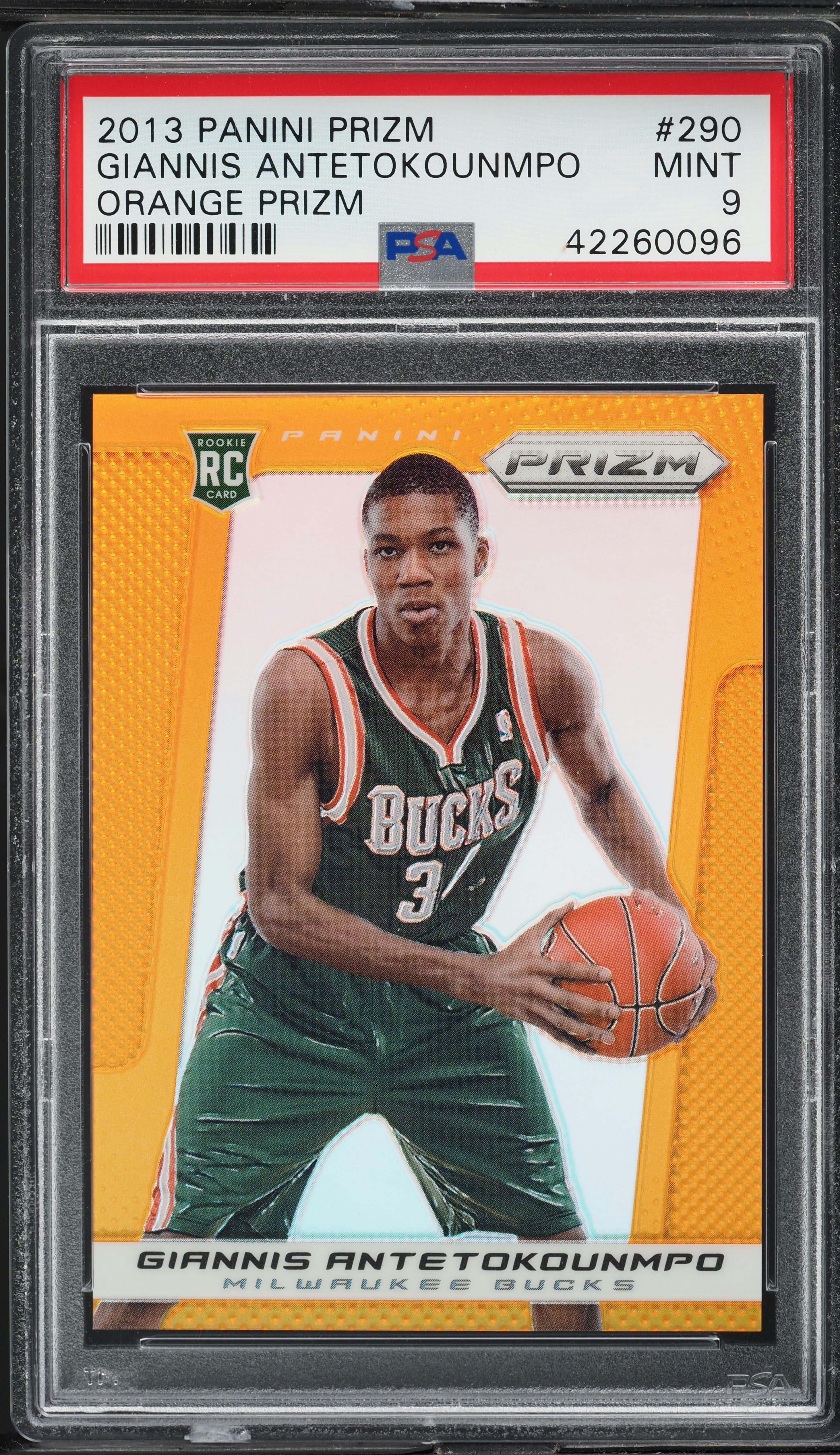 2013 Panini Prizm Orange Giannis Antetokounmpo ROOKIE /60 #290 PSA