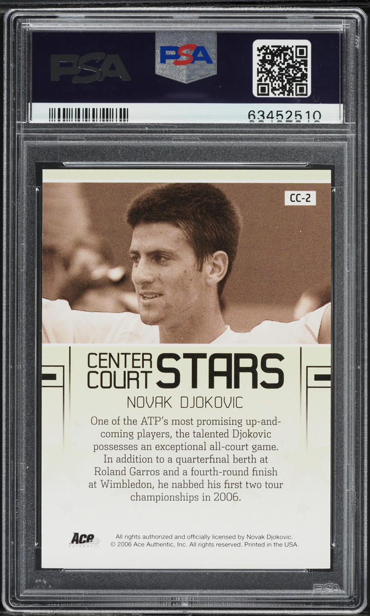 2006 Ace Authentic Center Court Stars Novak Djokovic ROOKIE AUTO