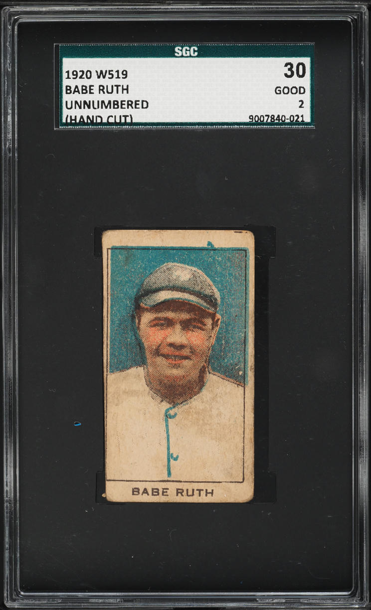 1920 W519 Babe Ruth UNNUMERED HAND CUT SGC 2 GD