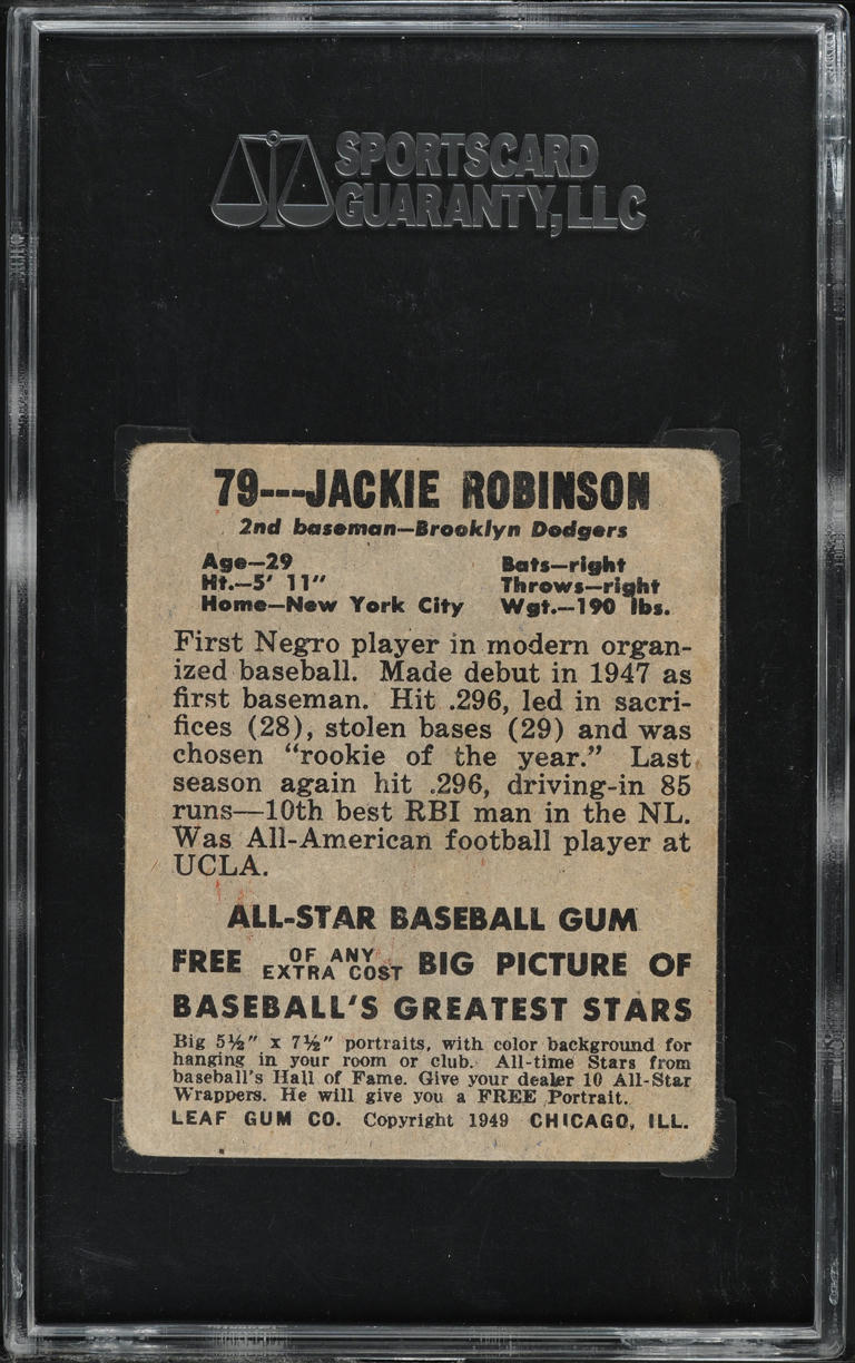1948 Leaf Jackie Robinson ROOKIE #79 SGC 2 GD