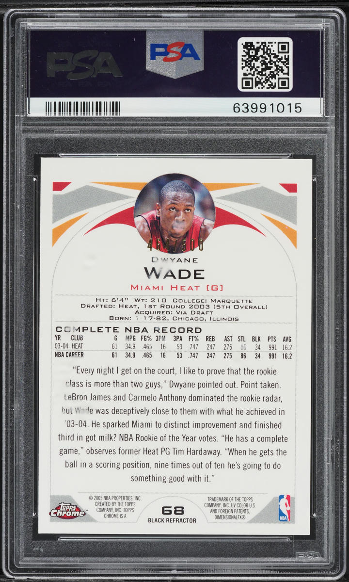 2004 Topps Chrome Black Refractor Dwyane Wade /500 #68 PSA 9 MINT