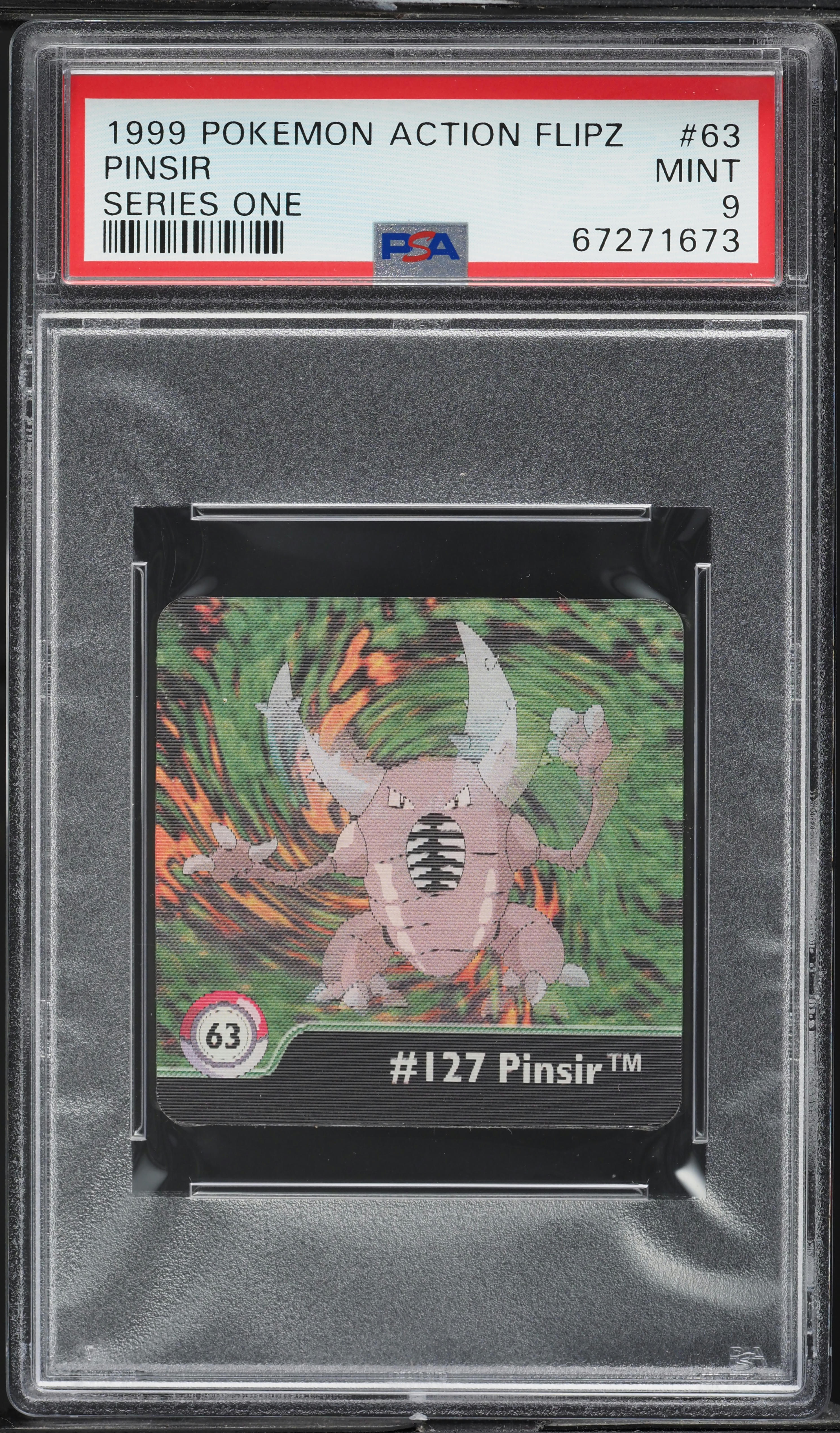 1999 Pokemon Action Flipz Series One Pinsir #63 PSA 9 MINT on 1999 Pokemon Action Flipz Series One Pinsir #63 PSA 9 MINT on
