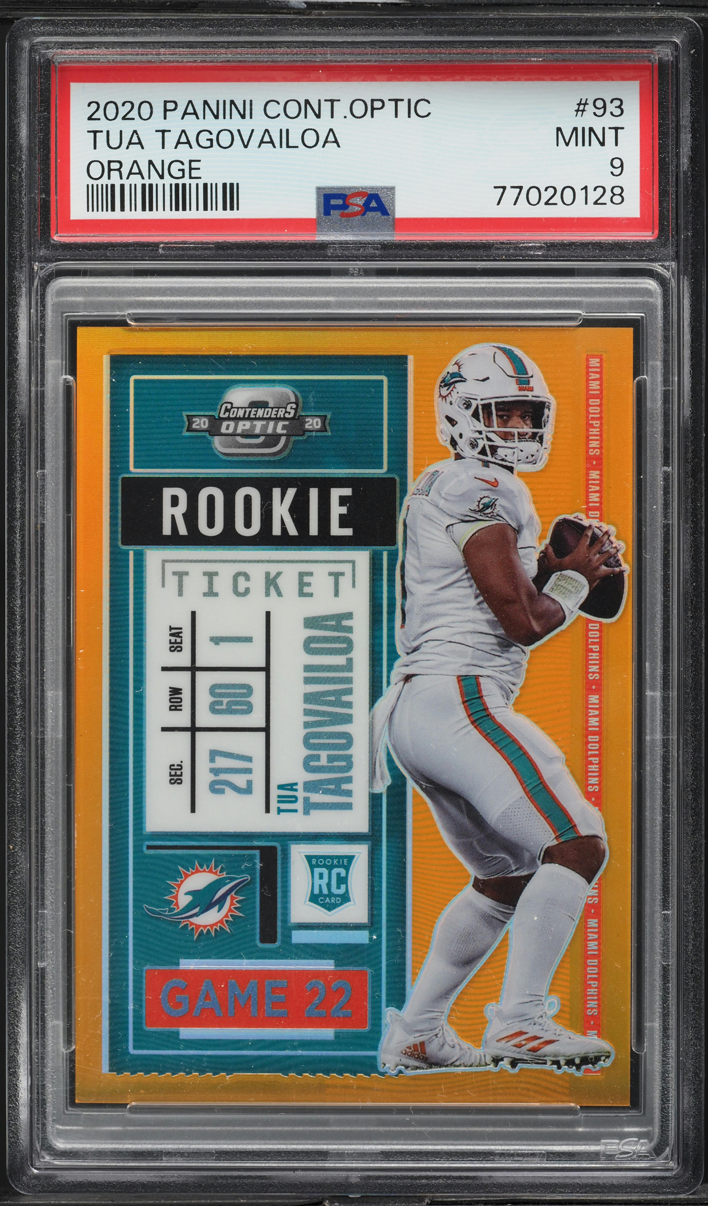 2020 Panini Contenders Optic Orange Tua Tagovailoa ROOKIE /10 #93