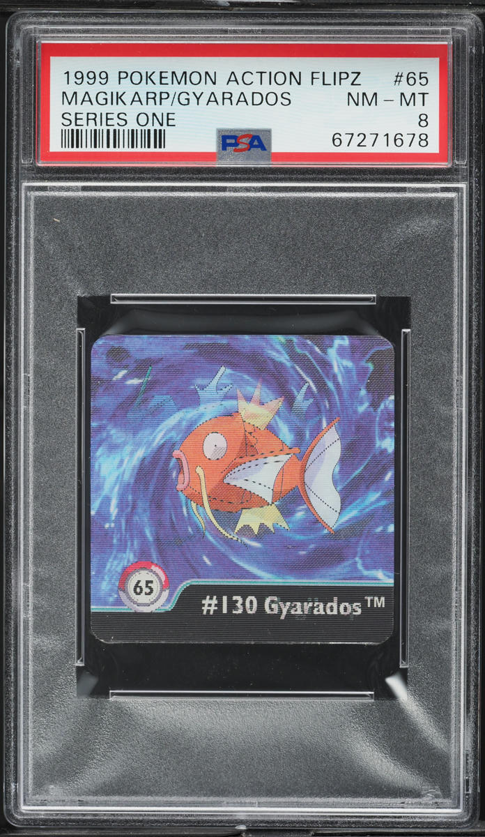 1999 Pokemon Action Flipz Series One Magikarp Gyarados #65 PSA 8